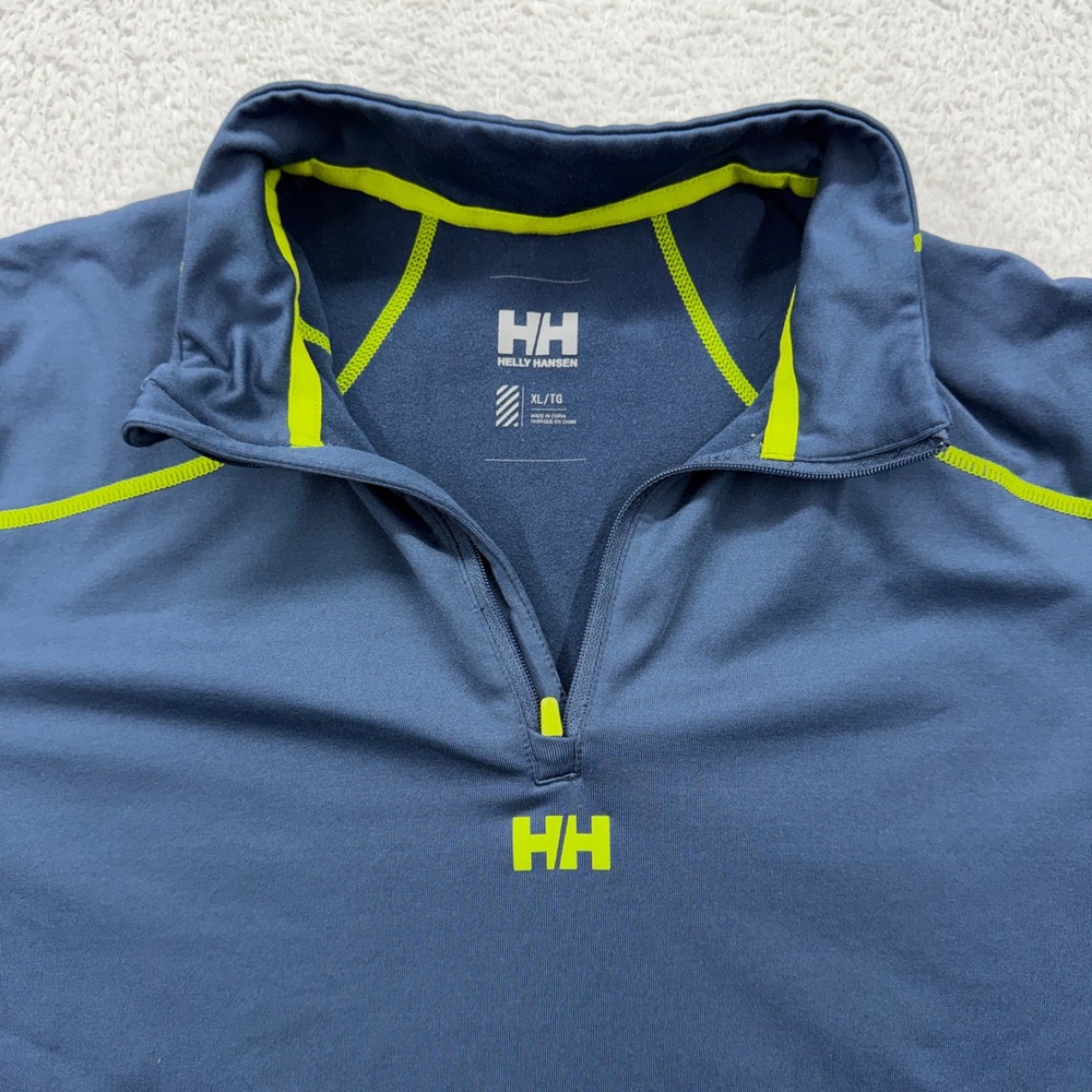 Helly Hansen Mens XL Navy Blue Quarter Zip Athletic Pullover Shirt - Picture 2 of 9